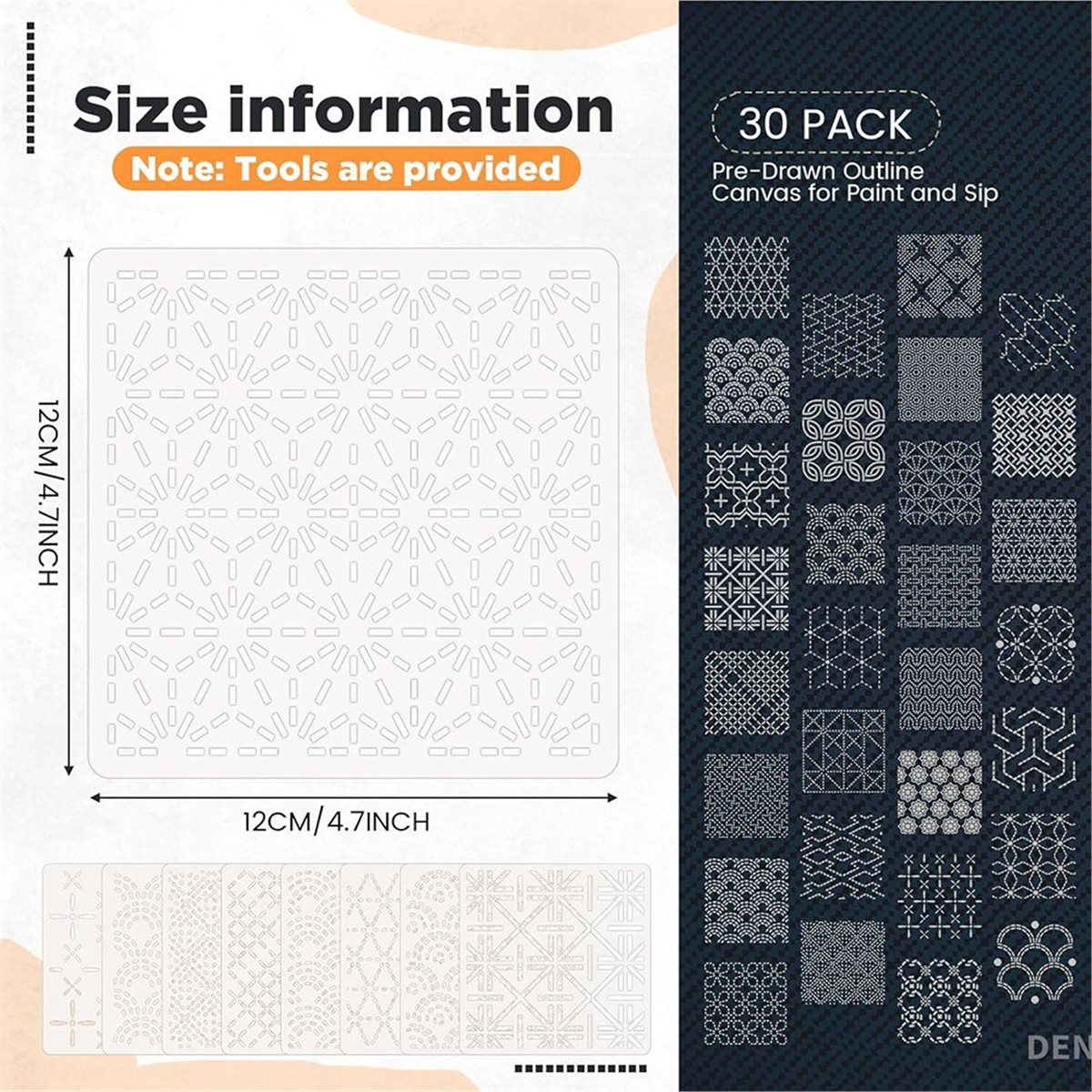 Embroidery X Pattern - 30 Pcs Spike Template Stencil 4.7