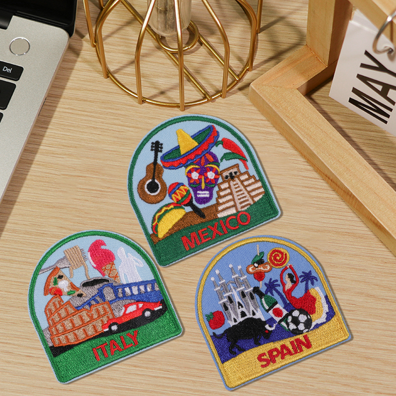 Embroidery X Pattern - 3Pcs European Country Art Embroidery Patches,Mexico-Italy-Spain
