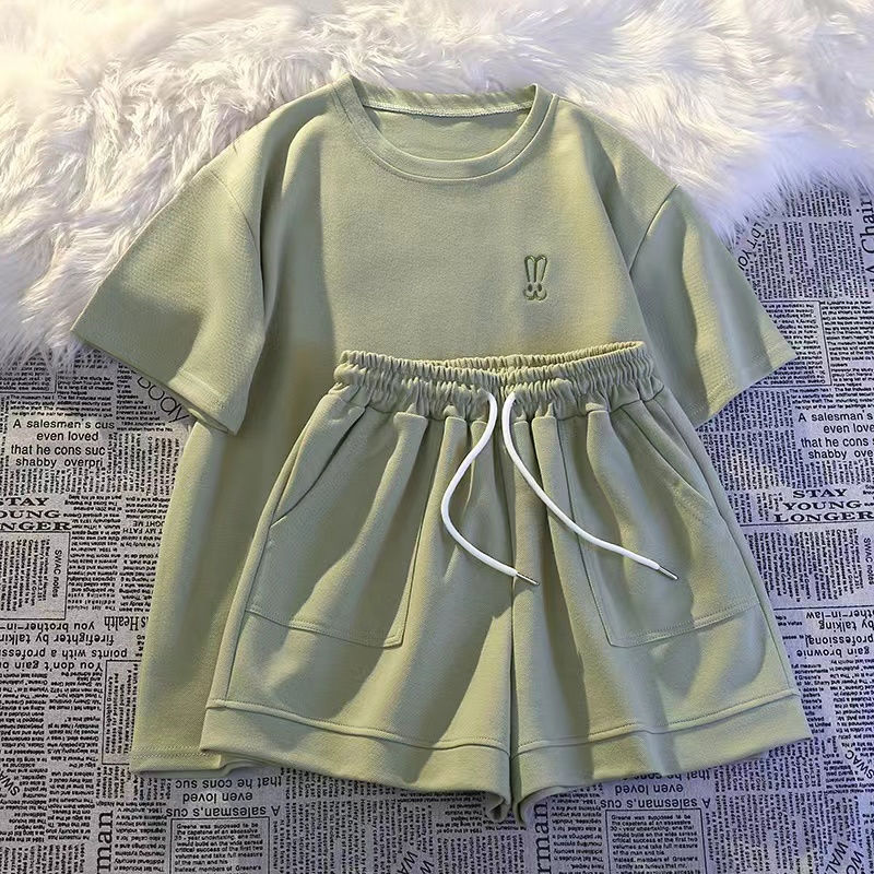 Embroidery Class - Women Short Sleeve Shorts Sports Casual