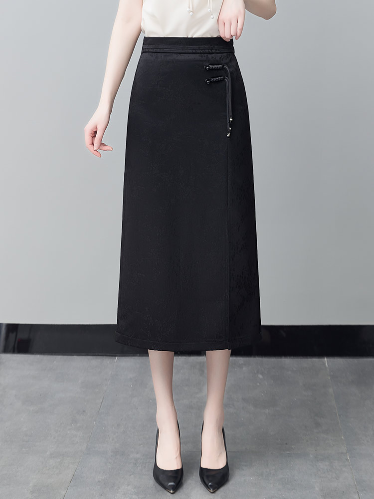 Embroidery Skirt - High Waist A-Line Midi Skirt Women's