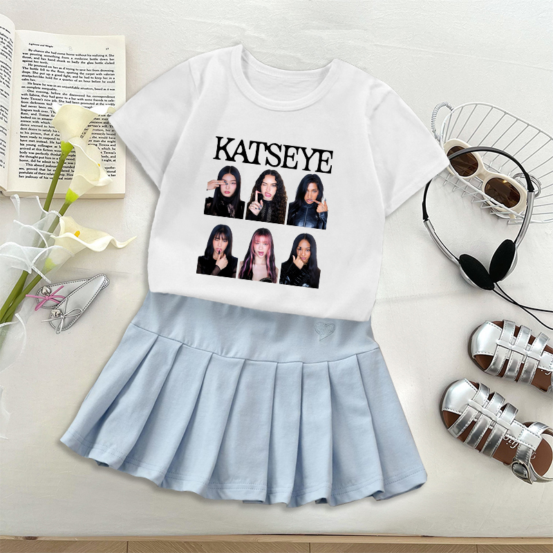 Fashion K POP K-KATSEYE T-shir – Embroidery Skirt recenzja i cena
