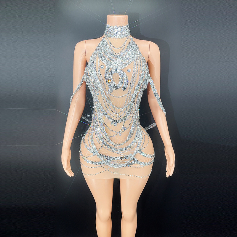 Sexy Sparkly Silver Prom Dress – Embroidery Skirt recenzja i cena