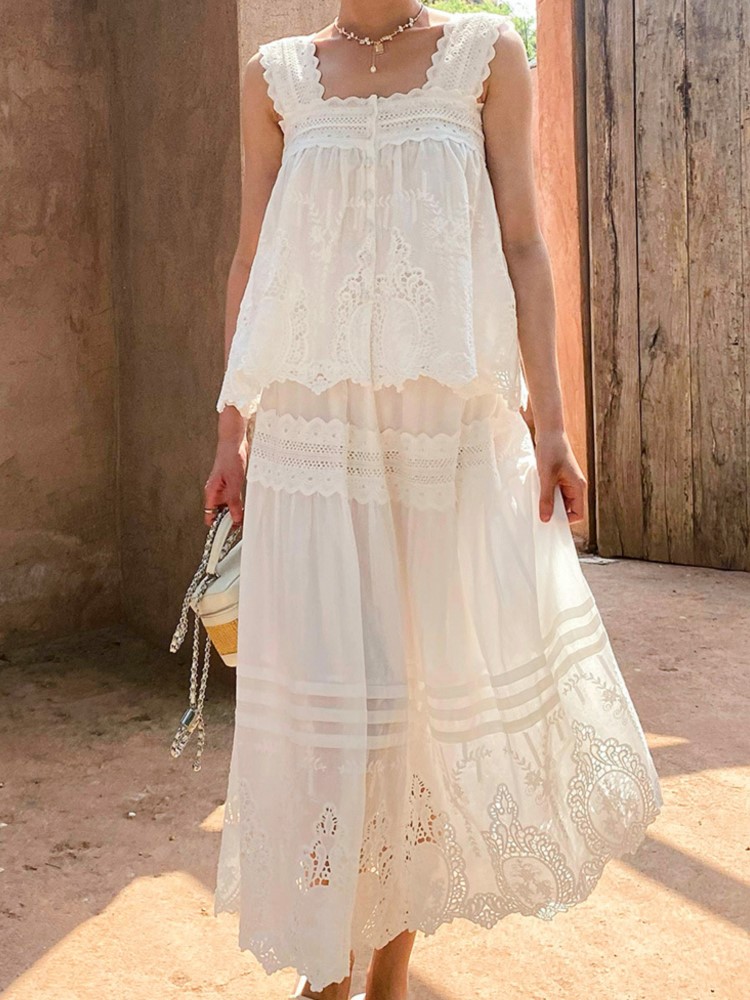 Bohemian White Square-neck Ves – Embroidery Class recenzja i cena