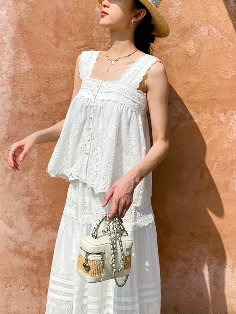 Bohemian White Square-neck Ves – Embroidery Class recenzja i cena