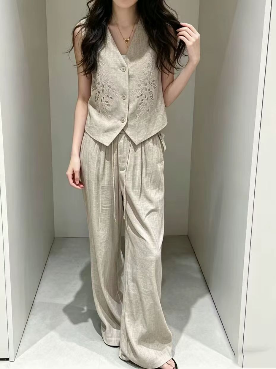Elegant linen embroidered slee – Embroidery Vest recenzja i cena