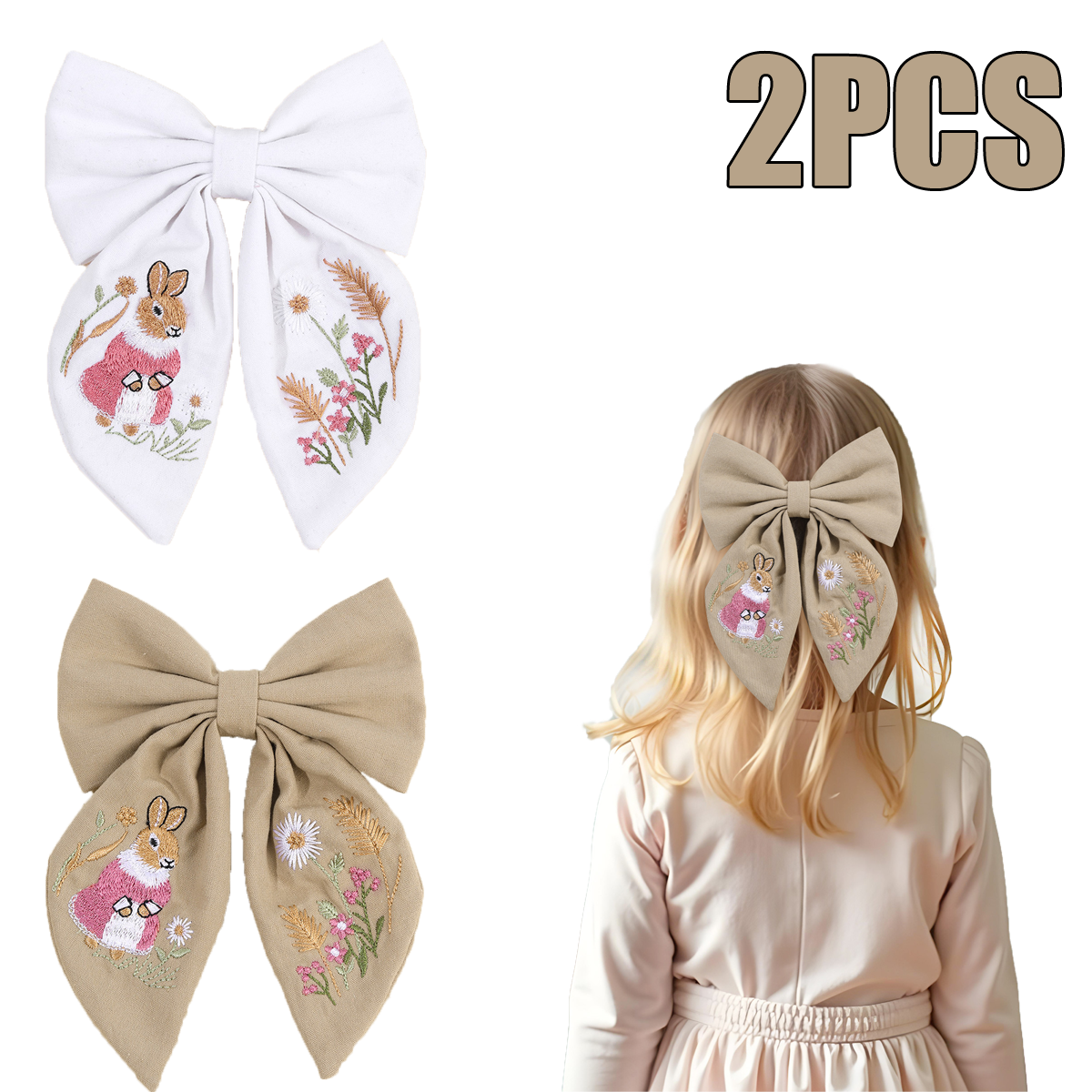 Rabbit Embroidery Bow Hair Cli – Embroidery Rabbit recenzja i cena