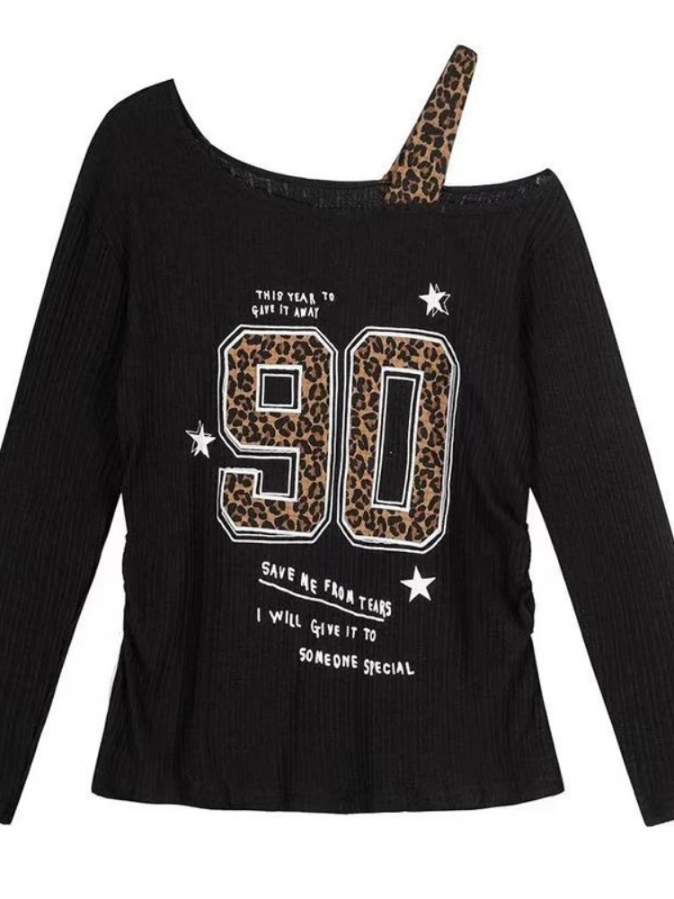Y2K Patchwork Leopard Print T- – Embroidery A recenzja i cena